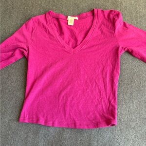 Magenta Long Sleeve Crop Top